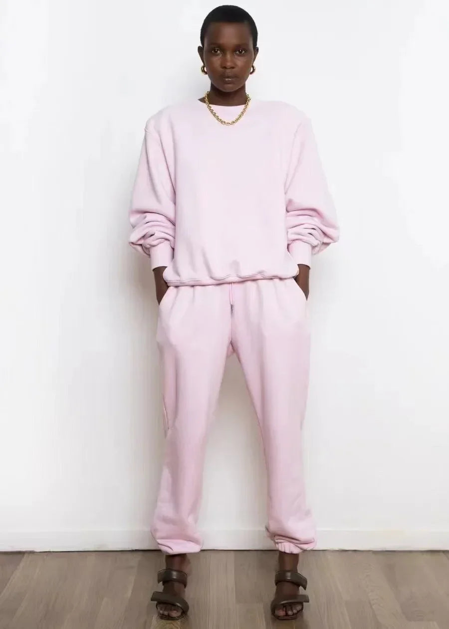 cotton jogging set women long sleeve sweatshirt Relaxed fit SWEATPANTS autumn winter relaxed fit 2 piece sets womens outfits Good Vibrations