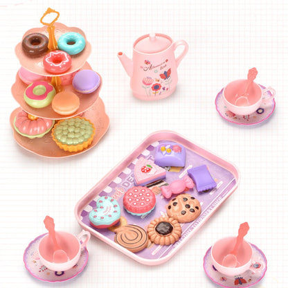 Toy Tea Set for Little Girls.Tea Party Set Toys for Kids Girls Pretend Play Snack Toy.Toddler Afternoon Tea Sets Toys Good Vibrations
