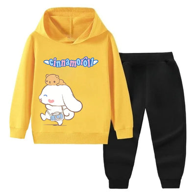 Sanrio Children Cute Cinnamoroll Printed Sweatshirt Top+Trousers 2PC Set Boys Girls Casual Fashion Outfoor Outfits Set