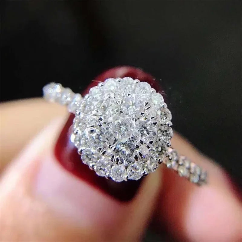 2025 Chic Wedding Rings for Women Aesthetic Female Engagement Accessories Shiny CZ Luxury Bridal Jewelry Trendy  Gift Good Vibrations