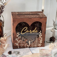 OurWarm Wedding Card Box for Party, Wooden Wedding Card Box, Rustic Wedding Card and Money Box for Wedding Decoration Birthday Good Vibrations