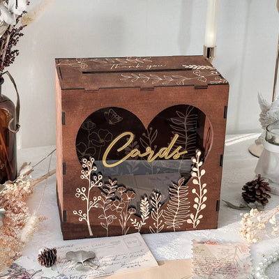 OurWarm Wedding Card Box for Party, Wooden Wedding Card Box, Rustic Wedding Card and Money Box for Wedding Decoration Birthday