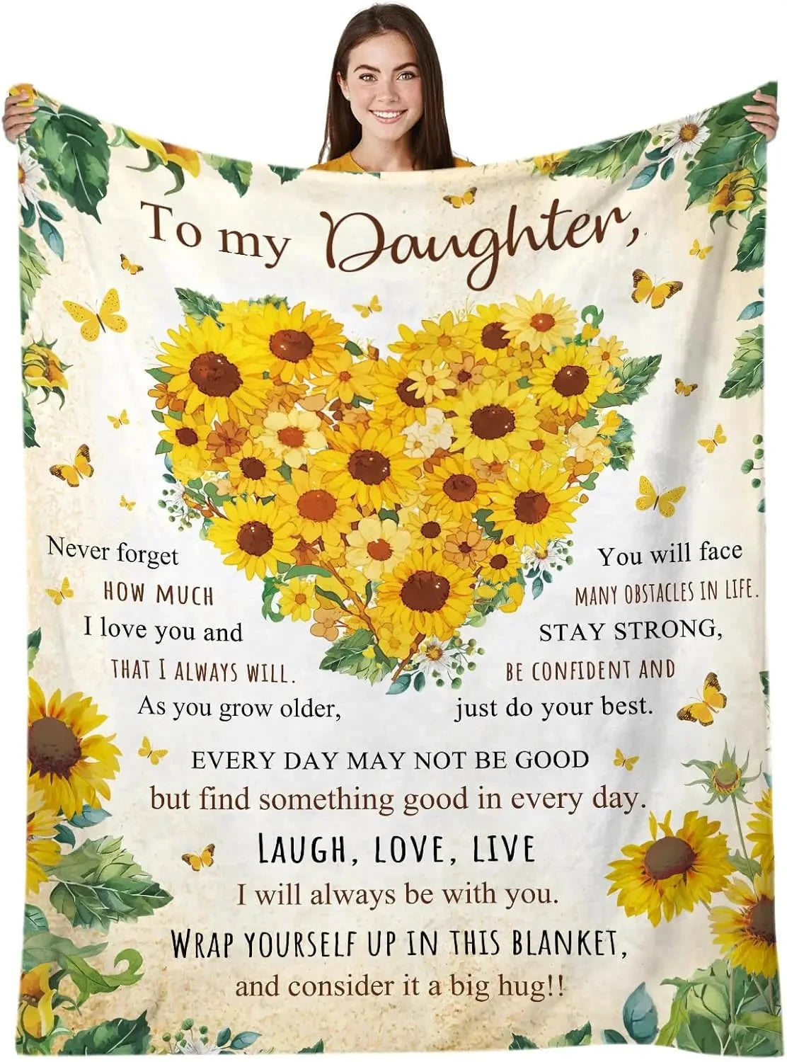 Daughter in Law Blanket from Mom, Mothers Day Blanket Gifts for Daughter, to My Daughters for Women, Future Daughters Gift, Birt Good Vibrations