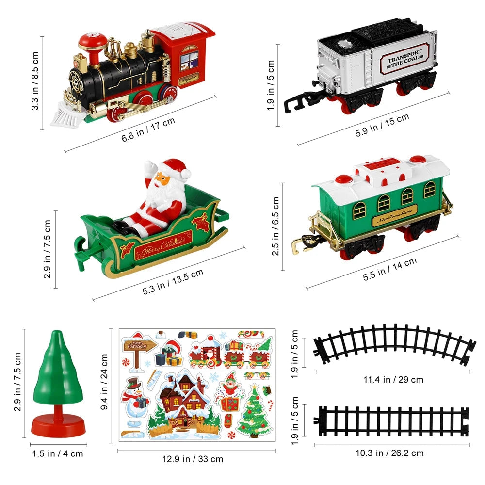 Christmas Tree Train Set - Electric Locomotive with Lights & Sounds for Toddlers, Complete Track & Carriages Holiday Decor Good Vibrations