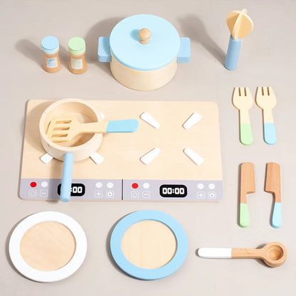 Wooden Toy Play House Early Education Simulation Kitchen Children Cooking Toys Gift Good Vibrations