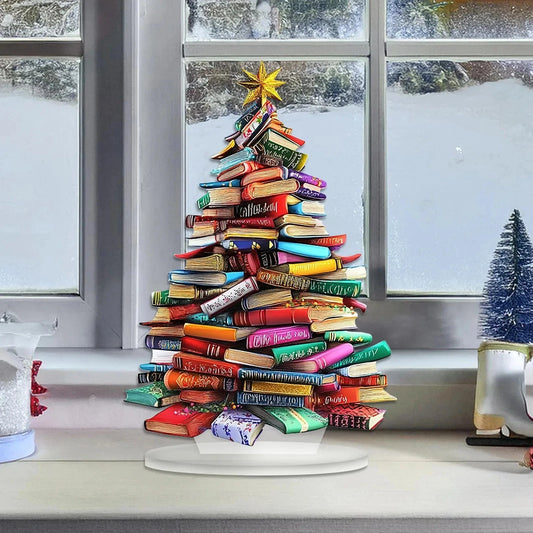 Book Christmas Tree Acrylic Ornaments Home Decoration Colorful Christmas Holiday Welcome Christmas Tree Bookshelf Pendant Party Good Vibrations