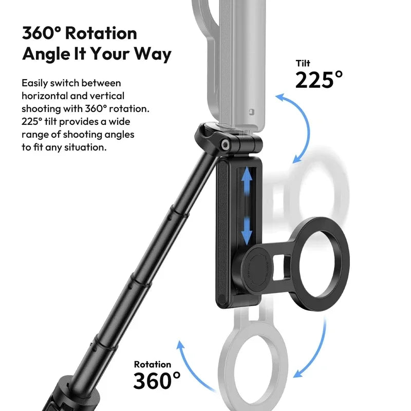 2026 Magnetic Selfie Stick Phone Tripod w Remote Extend Cell Phone Tripod Stand For MagSafe iPhone 16 15 14 13 12 XIAOMI SAMSUNG Good Vibrations
