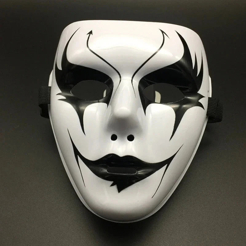 Halloween Props Masquerade Performance Full Face Mask Hand-painted White Street Dance Adult Eye Mask Death Clown Black Gold Good Vibrations