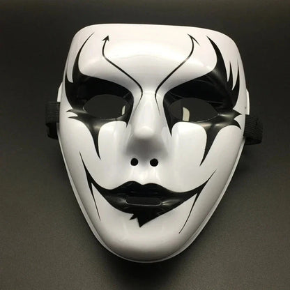 Halloween Props Masquerade Performance Full Face Mask Hand-painted White Street Dance Adult Eye Mask Death Clown Black Gold Good Vibrations