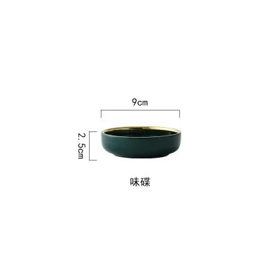 Green Ceramic Gold Inlay Plate Steak Food Plate Nordic Style Tableware Bowl Ins Dinner Dish High End Porcelain Dinnerware Set Good Vibrations