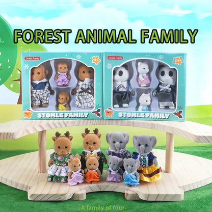 Box Packing Forest Family Reindeer Bunny Panda Animal Simulation Dollhouse Playset Play House Toy Accessories Xmas Gift for kids Good Vibrations