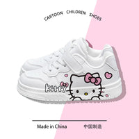 2025 New Hello Kitty Girls Low Top White Sneakers Cute Cartoon Casual Shoes Fashion Canvas Shoes For School Kids Wholesale Good Vibrations