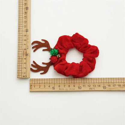 Halloween Festival Hair Accessories Cloth Christmas Elastic Hair Bands Ponytail Holder Women Hair Rope Flannel Scrunchies Good Vibrations