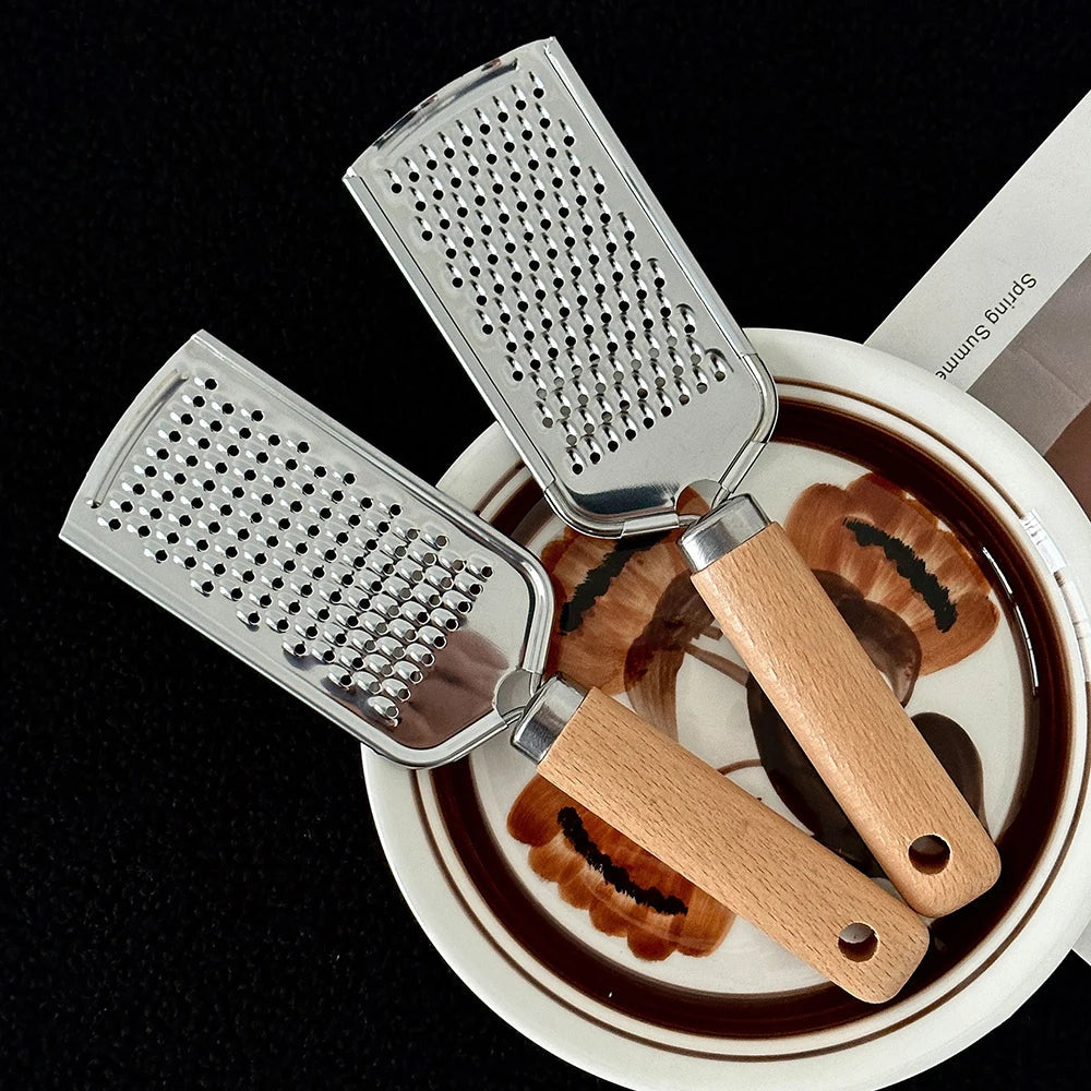1PC Kitchen Gadgets: Wooden Handle Grater, Small Kitchenware, Stainless Steel Baking Utensils Good Vibrations