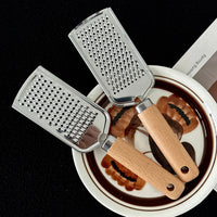 1PC Kitchen Gadgets: Wooden Handle Grater, Small Kitchenware, Stainless Steel Baking Utensils Good Vibrations