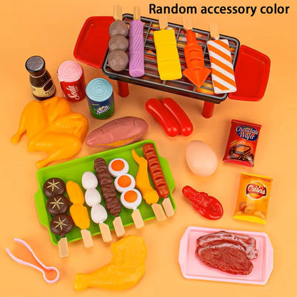 Baby Dress Up Kitchen Toys BBQ Set Kids Simulated BBQ Cookware Cooking Simulated Food Cosplay Educational Gift Toys Good Vibrations