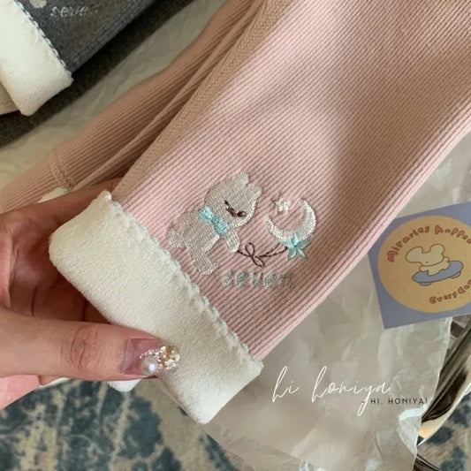 Girls Fleece Leggings Autumn WInter Korean Velvet Warm Pants 1-6Years Old Girl Casual Thicken Trousers Good Vibrations