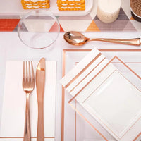 Popular - 350Pcs Rose Gold Plastic Plates - Clear Rose Gold Disposable Dinnerware Sets for 50Guests include 100 Plates 50 Cups Good Vibrations