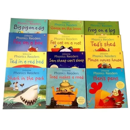 12 Books Usborne English Picture Book Phonics Readers Classroom Educational Toys for Children Montessori Picture Story Book Good Vibrations