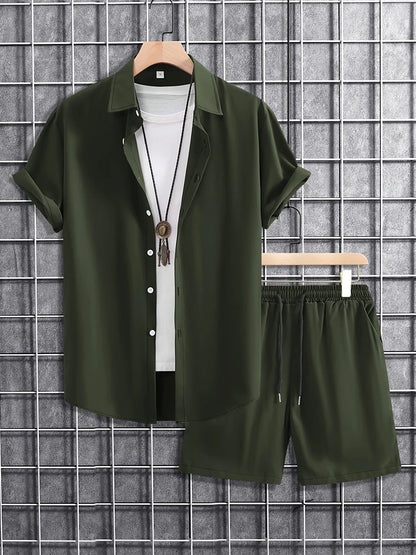 2025 New Summer Casual Men's Shirt And Beach Shorts Set 3D Printed Short-sleeved Outdoor Streetwear Shorts Camisas De Hombre Good Vibrations