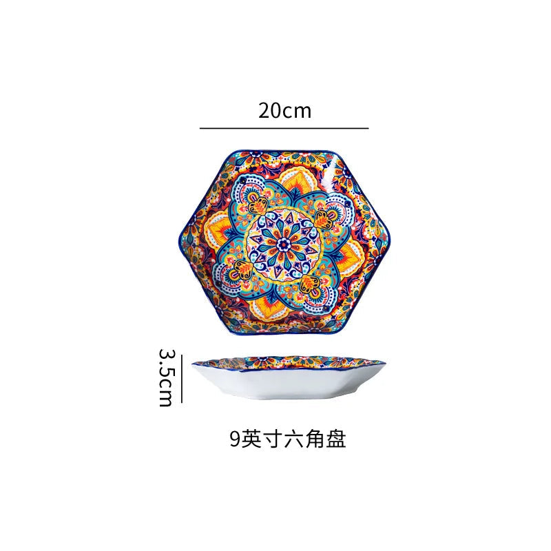 Ceramic Tableware Set Rice Bowl Serving Plate Creative Cutlery Soup Plate Noodle Handle Bowl Sauce Dish Steak Salad Fruit Plate Good Vibrations