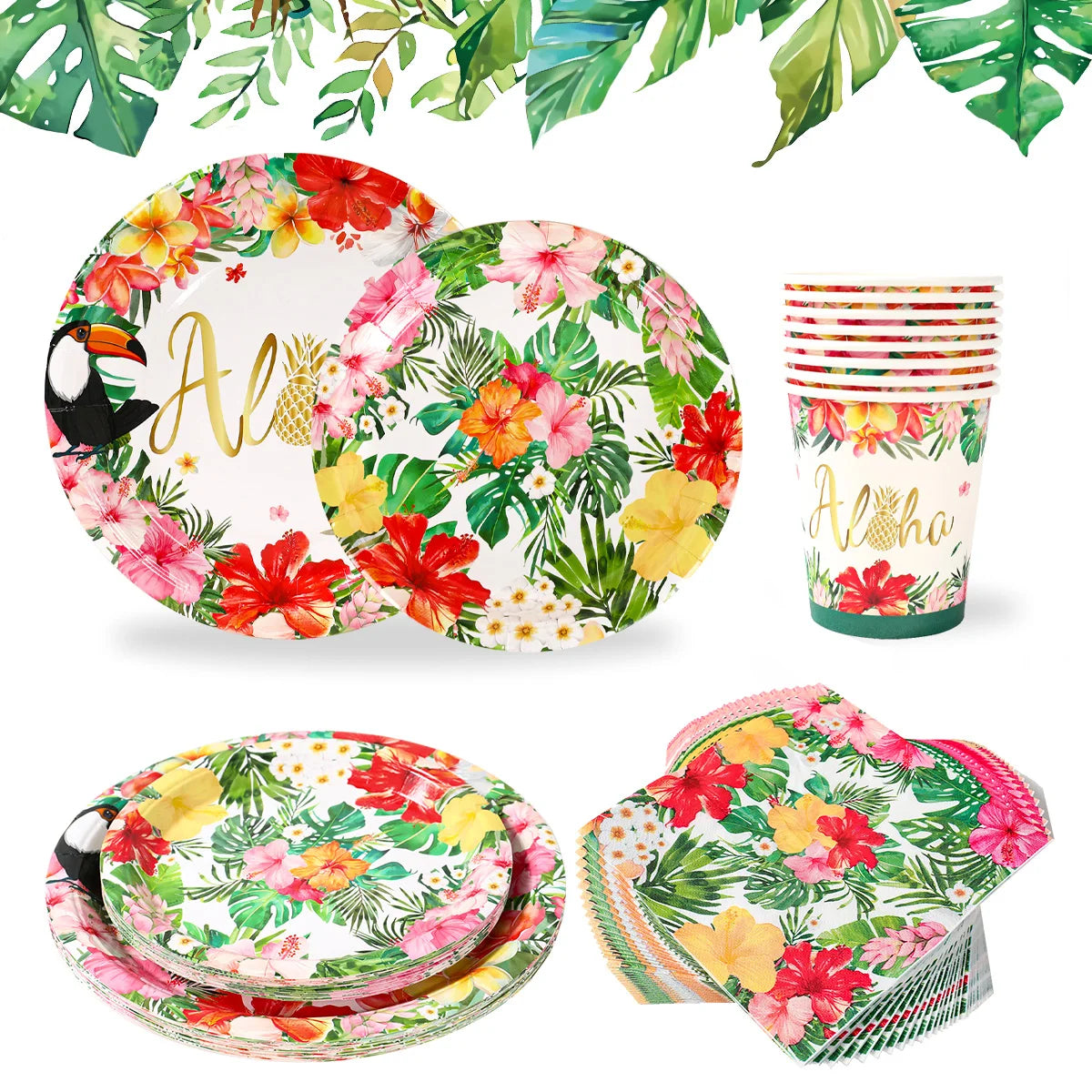 Hawaii Tableware Hawaiian Party Decoration Adults Aloha Luau Paper Plates Napkins Tropical Beach Hawaii Birthday Party Supplies Good Vibrations