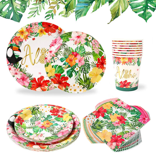 Hawaii Tableware Hawaiian Party Decoration Adults Aloha Luau Paper Plates Napkins Tropical Beach Hawaii Birthday Party Supplies Good Vibrations