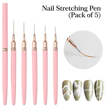 5pcs Nail Art Liner Brush Set UV Gel Nail Brushes Kits French Stripe Line Painting Drawing Flower Pen Professional Manicure Tool Good Vibrations