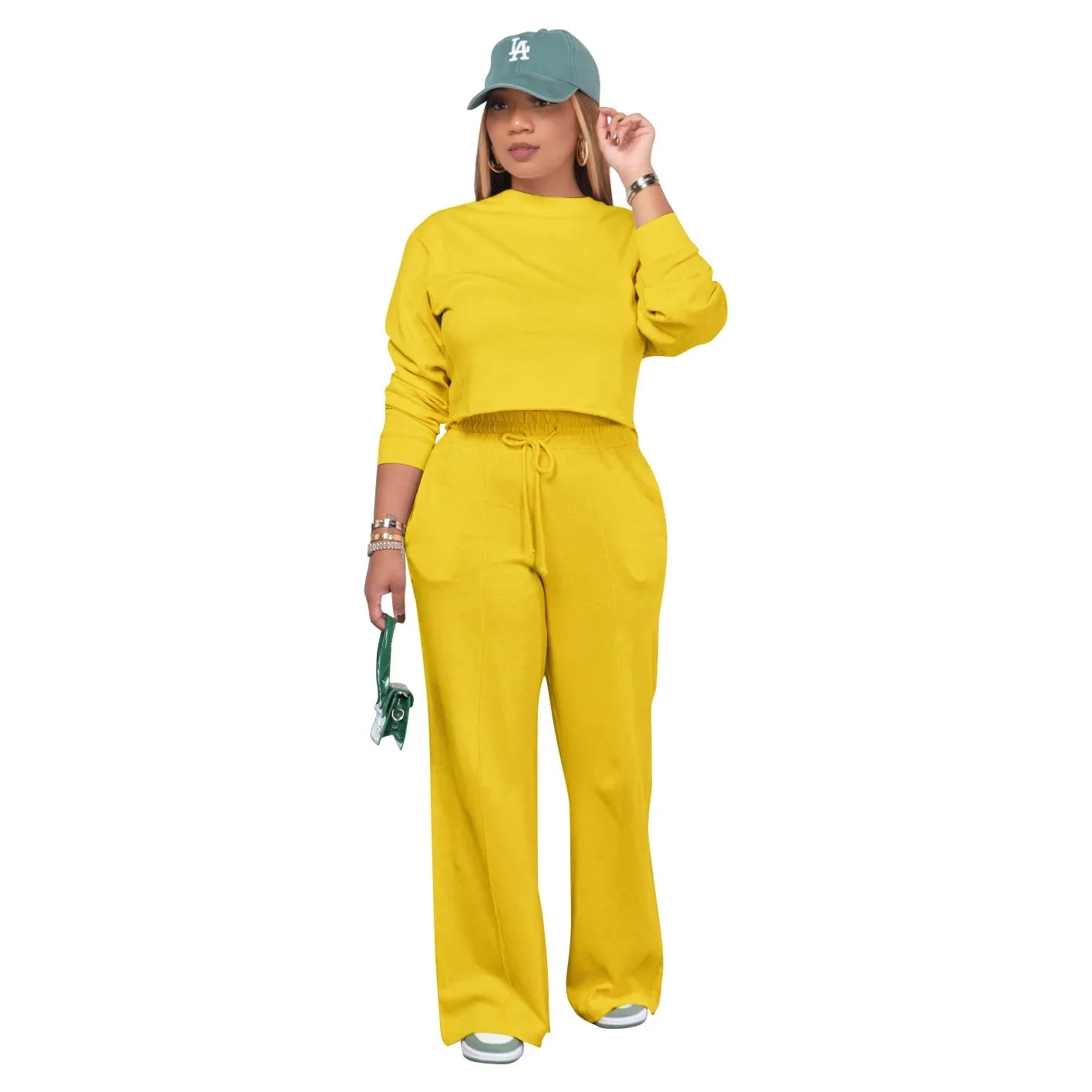 Women Clothing Sets Pullover Top+Pants 2Pcs Suits Winter Thicken Warm Outfits Solid Color Female Casual Tracksuit Good Vibrations