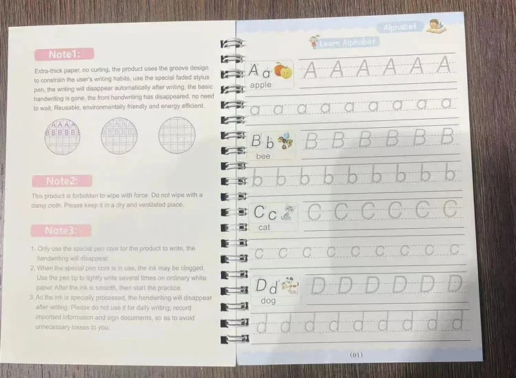 4 Books Montessori SANK English Magic Copybook Reusable Writing Practice 3D Calligraphy Book Wipe-free Education Books Good Vibrations