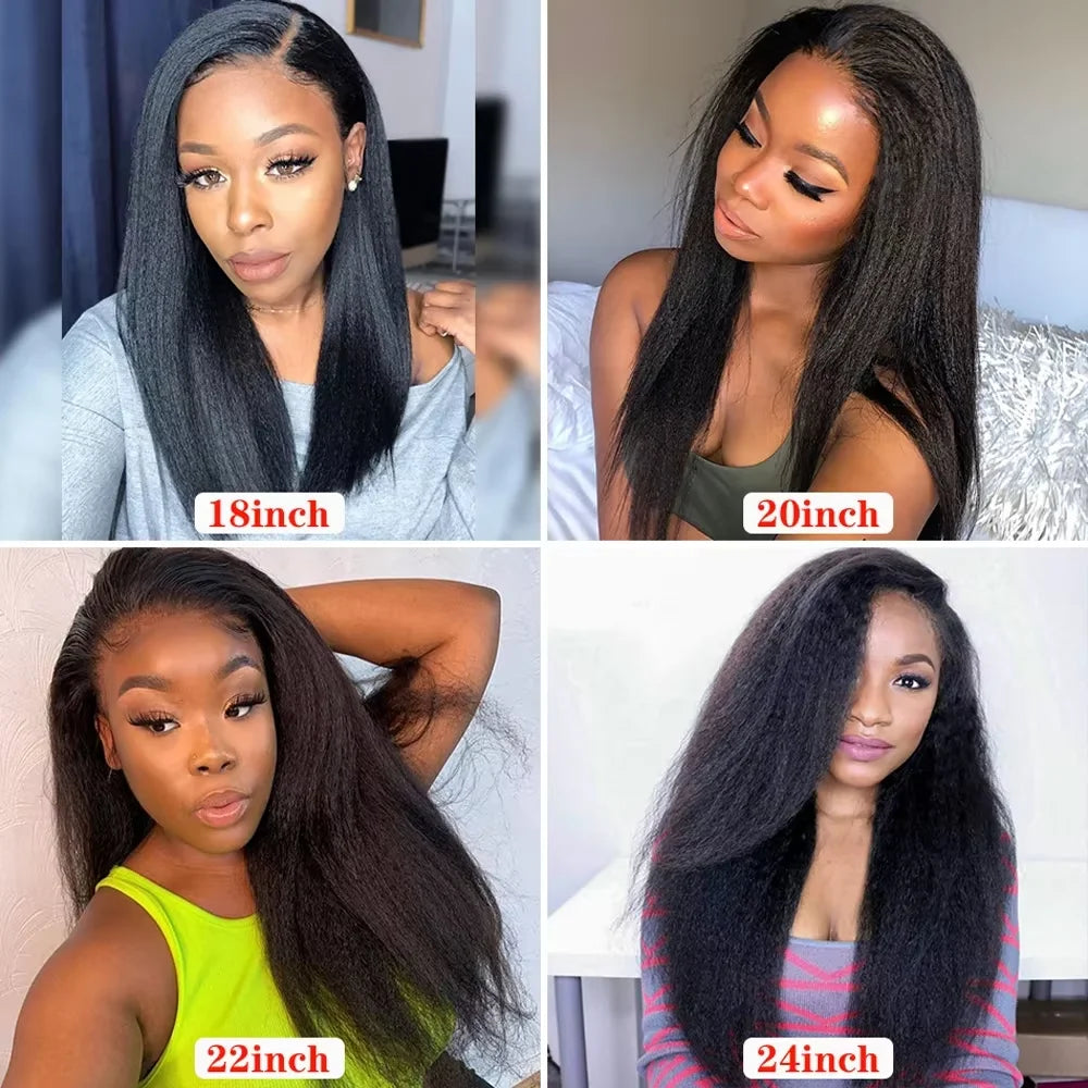 Wear And Go Glueless Wigs Human Hair For Women Kinky Straight Lace Front Wig Pre Cut Lace Beginner Friendly 4x4 Lace Wig Natural Good Vibrations