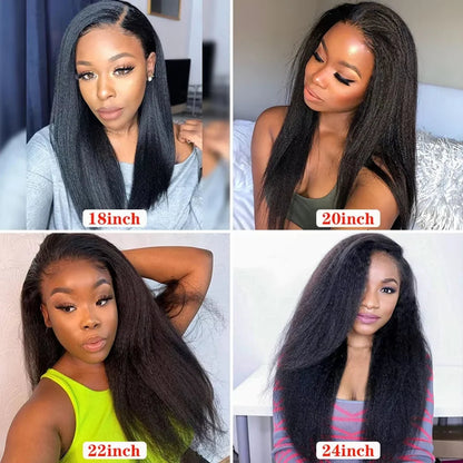 Wear And Go Glueless Wigs Human Hair For Women Kinky Straight Lace Front Wig Pre Cut Lace Beginner Friendly 4x4 Lace Wig Natural Good Vibrations