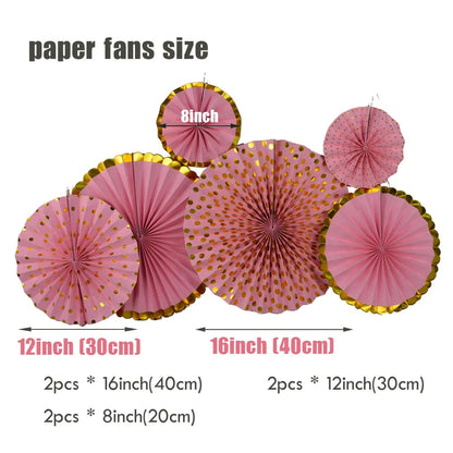 Kids Boy Girl 1st Birthday Party Favor Blue Pink Set Mixed Size Folding Paper Fans Wedding Ceremony Christmas Holiday Decor Good Vibrations