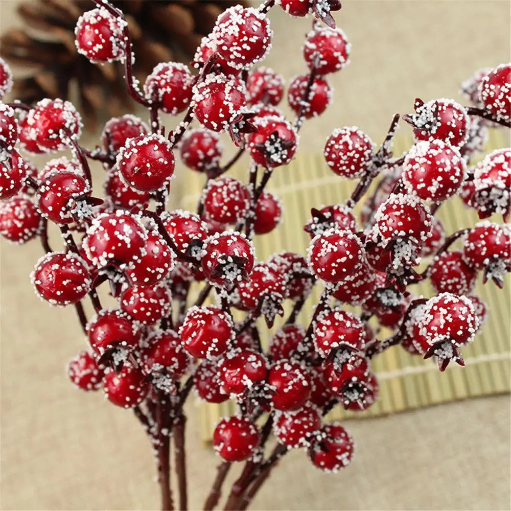 Party Decor Home Wedding Red Berry Bouquet Artificial Pine Cone Flower Branch Bubble Good Vibrations