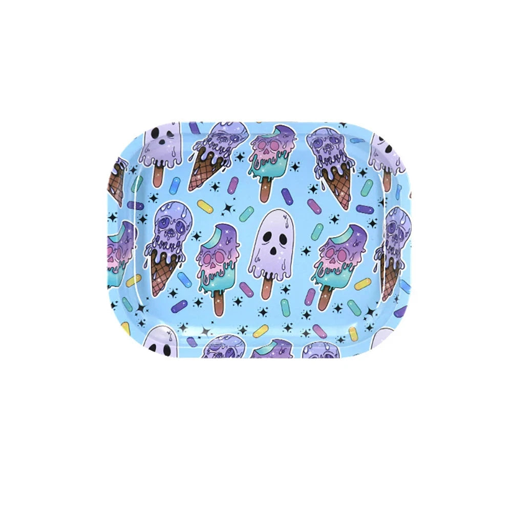 Cigar Hand Roll Tinplate Tray Ashtray Metal Rolling Tray Smoking Accessories Home Party Gifts for Men Women Good Vibrations Adult Super Store