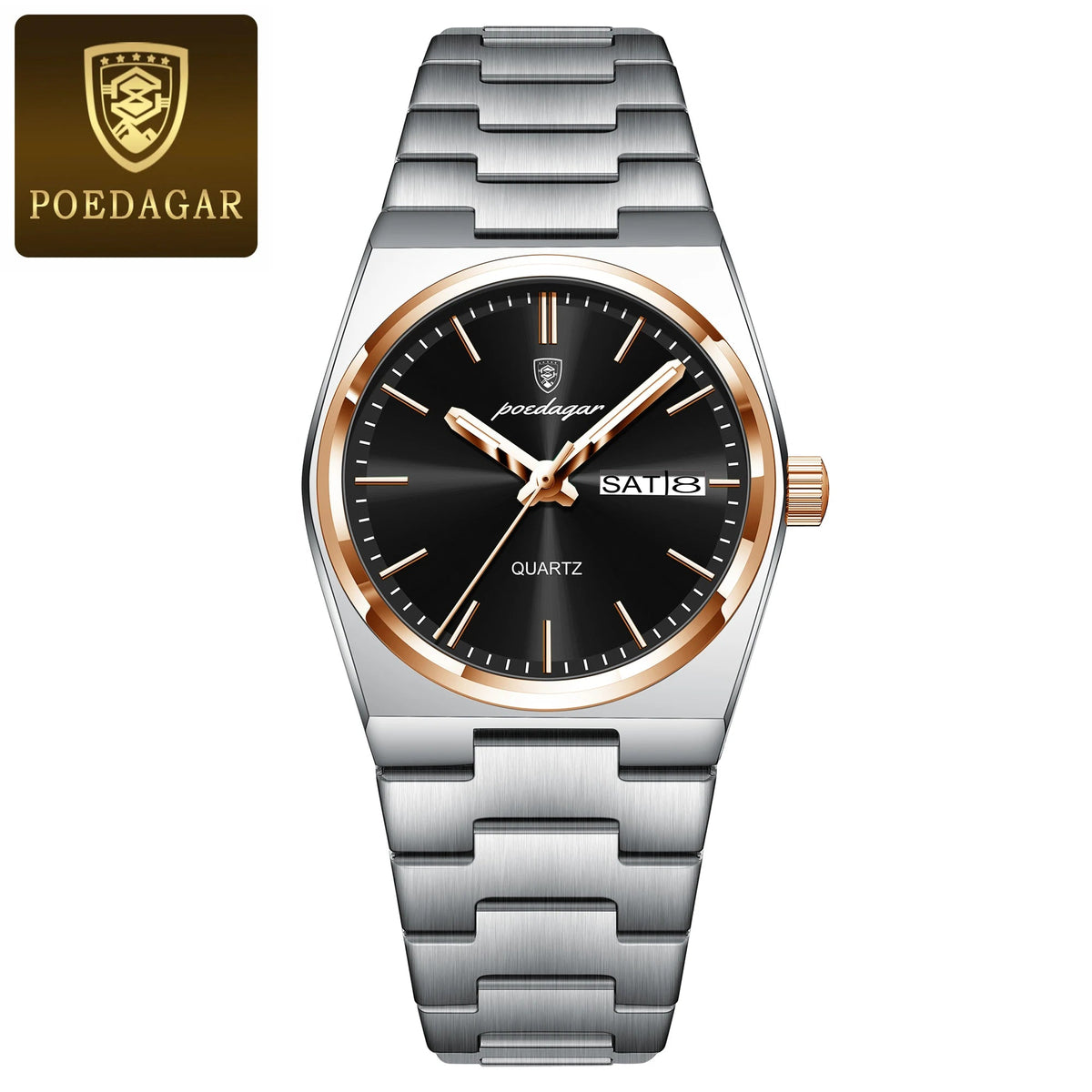 POEDAGAR Luxury Watch for Woman Ladies Elegant Quartz Watch Waterproof Luminous Date Week Stainless Steel Women's Watches Clock Good Vibrations