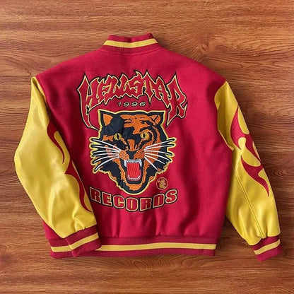 Street Popular Letter Flocking Embroidered Jacket And Coat Men 2023 New Y2K Harajuku Hip Hop Spliced Motorcycle Baseball Uniform Good Vibrations