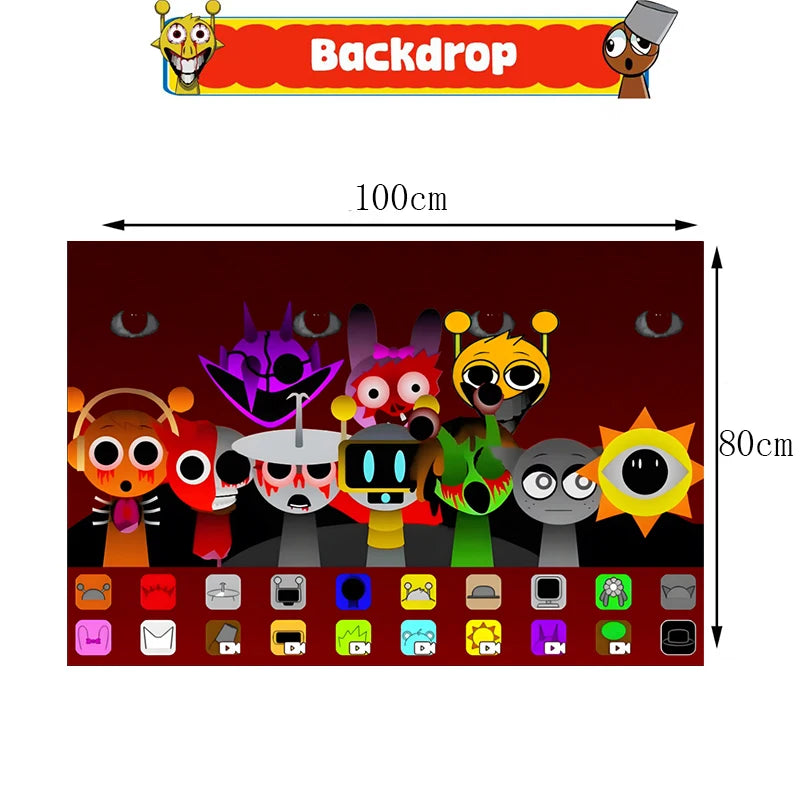 Incredibox sprunki Birthday Party Decorations Cake Topper Balloons Tablecloth Cups Plates Kids Birthday Party Supplies Good Vibrations