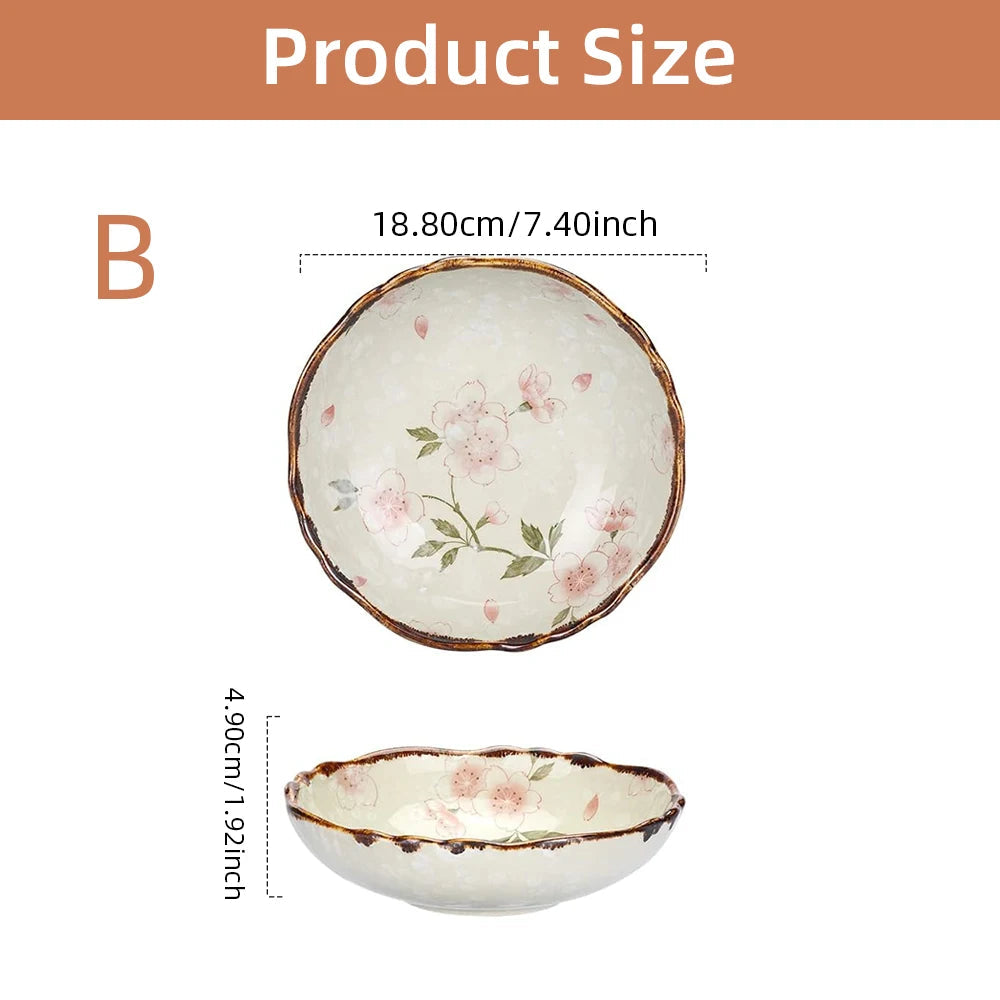 7.4inch Ceramic Dinner Plates Japanese Retro Deep Round Plate Dinner Plates Pasta Plate Kitchen Tableware Microwave Oven Bakware Good Vibrations