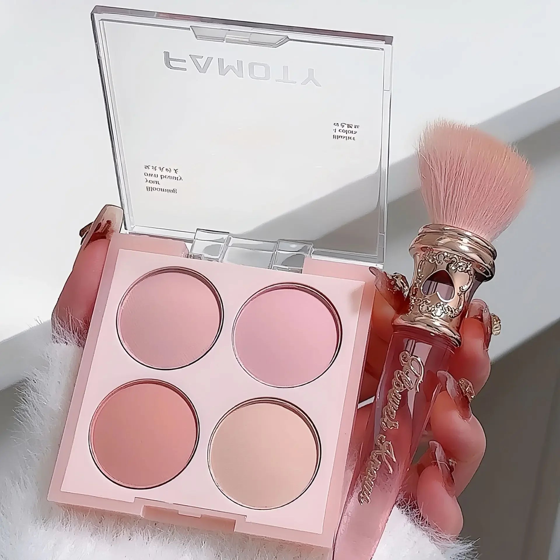 4 Colors Blush Palette Low Saturated Powder Compact Soft Color Gradient Matte Vibrant Color Light Pink Purple Blush For Girls Good Vibrations