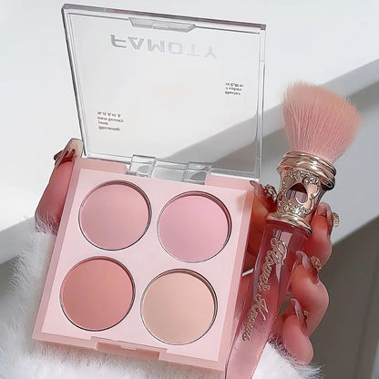 4 Colors Blush Palette Low Saturated Powder Compact Soft Color Gradient Matte Vibrant Color Light Pink Purple Blush For Girls Good Vibrations