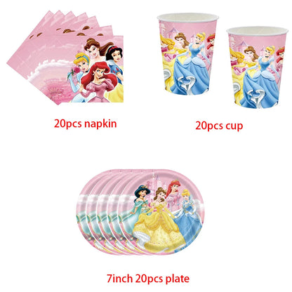 Princess Party Favor Girls' Happy Birthday Banner Princess Pinata Fillers Mask Stickers Disposable Tableware Set Decorations Good Vibrations