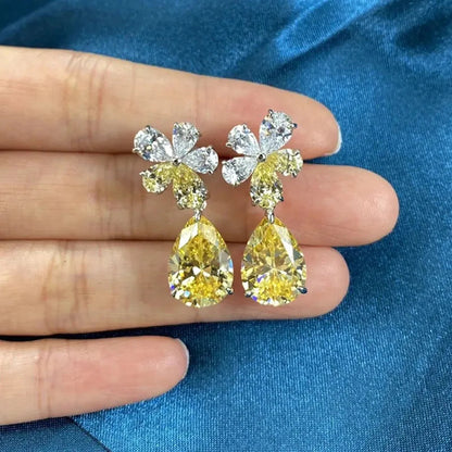 2026 Fashion Bright Yellow Crystal Earrings Female Engagement Party Jewelry Temperament Women Wedding Ceremony Accessories Good Vibrations