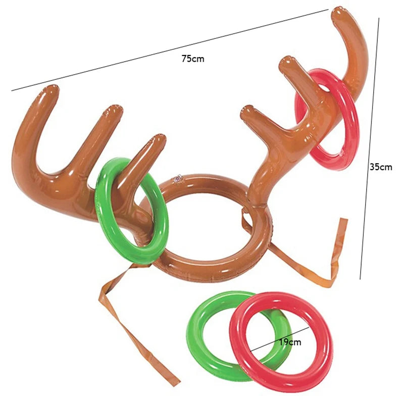 1/3/5set Christmas Game Inflatable Reindeer Antler Hat Ring Toss Kids Gift Reindeer Antler Hat Headband New Year Christmas Decor Good Vibrations