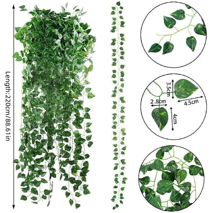11/4.4M Artificial Plant Green Ivy Leaf Garland Fake Plant Creeper Hanging Vine Outdoor DIY Garden Wall Wedding Party Home Decor Good Vibrations