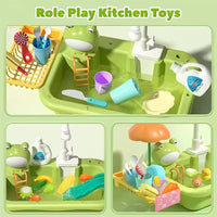 New Play Sink With Kitchen Sink Tap Water  Electric Faucet Play Kitchen Toy Swimming Pool Floating Fishing Toys Water Play Gift Good Vibrations