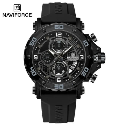 NAVIFORCE for Men Silicone Strap Luxury Fashion Quartz Watches Wrist watch Sports Chronograph 5TM Waterproof Male Watches GIfts Good Vibrations
