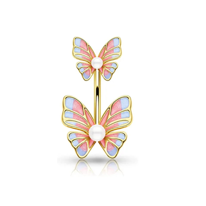 Dainsty Dangled Belly Button Rings Surgical Steel 14G Bar Navel Piercing Ring Crystal CZ Bee Flower Heart Belly Ring Ear Jewelry Good Vibrations Adult Super Store