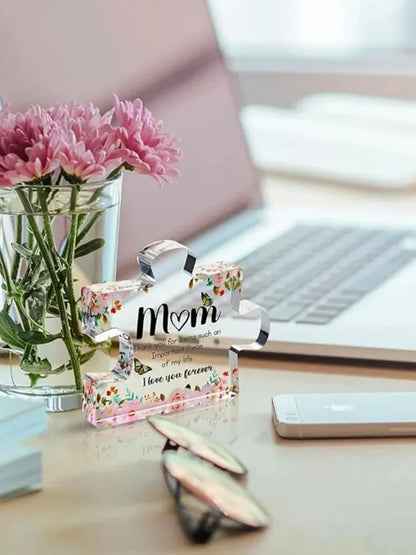 Gifts for Mom - Cute Engraved Acrylic Block Puzzle Piece - Adorable Mum Gift from Son, Daughter - Fun Christmas, Mothers Day, Good Vibrations