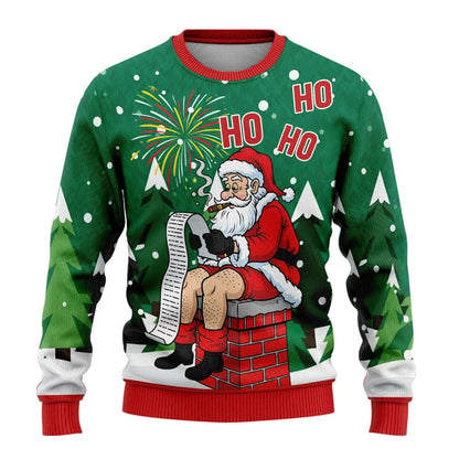 Funny Santa Claus Graphic Ugly Christmas Sweater Fashion Autumn Streetwear 3D Printed Sweatshirts Loose Breathable Pullovers Good Vibrations
